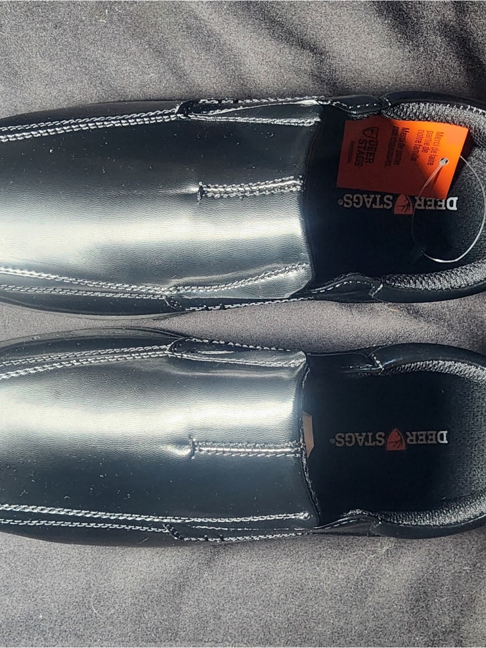 Deer Stags Men’s Black Slip-On Loafers with Contrast Stitching